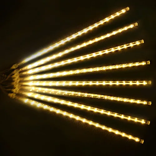 Vista 5 de LJLNION Luces de Lluvia de Meteoros, Luces de Navidad de Carámbanos para Exteriores de 12 Pulgadas, 8 Tubos 288 LED Luces de Carámbano Luz de Nieve