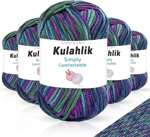 Vista 48 de 50g (1x50g) Hilo Acrílico para Crochet y Tejido, Hilo Degradado Colorido, 1 Rollo de Madejas, Hilo Acrílico Multicolor, Perfecto para Proyectos