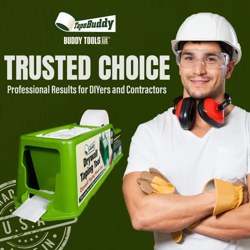 Vista 7 de Buddy Tools TapeBuddy Herramienta de Encintado de Paneles de Yeso - Simplifica la Cinta de Banjo de Paneles de Yeso - Dispensador de Cinta Confiable