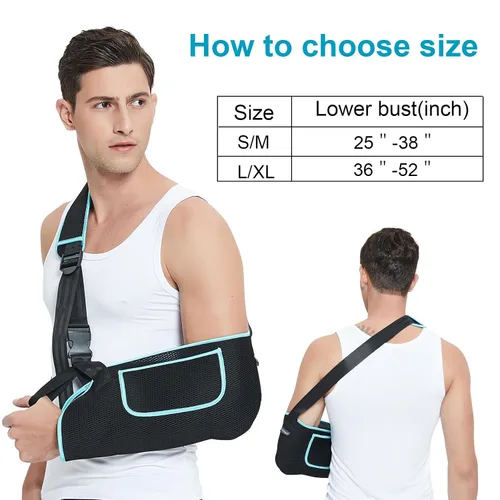 Vista 6 de Inmovilizador de hombro para brazo, soporte de puño rotador, cómodo arnés médico para lesiones de hombro, brazo izquierdo y derecho, hombres