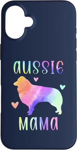 Vista 22 de iPhone 16 Aussie Mama Australian Shepherd Mom Rainbow Watercolor Case