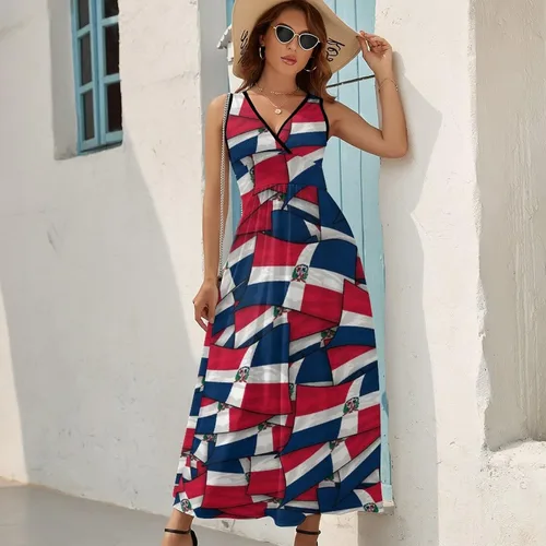 Vista 5 de RIMENCH Vestido largo casual de verano para mujer, sin mangas, vestido de playa