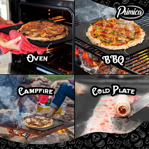 Vista 4 de Primica Pizza Steel XL para horno y parrilla, 16 x 13.4 pulgadas, el mejor cambiador de juego de corteza, perfecto para pizza horneada al horno