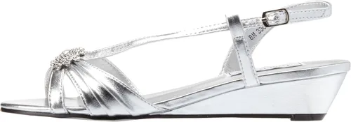 Vista 7 de Touch Ups Sandalias de cuña Geri hechas a mano para mujer, blanco satinado (White Satin), 5
