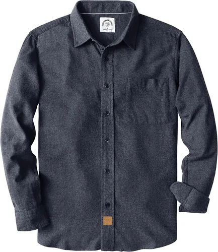Vista 27 de Dubinik® Camisa de franela, para hombre, de manga larga, a cuadros, suave, 100% algodón, informal, con botones, ajuste regular Gris Negro