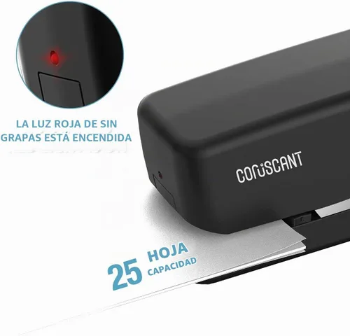 Vista 3 de Coruscant - Engrapadora eléctrica, 25 hojas, sin atascos, engrapadoras Plateado