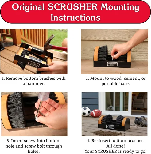 Vista 5 de Scrusher Limpiador de Botas y Zapatos - El Cepillo de Botas Original Multiusos de Larga Duración, Negro