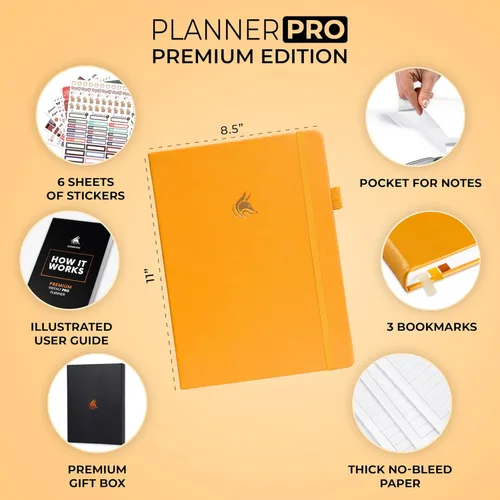 Vista 2 de Clever Fox Planner Pro Premium - Lujosa agenda semanal y mensual con organizador de presupuesto para productividad y objetivos, sin fecha, A4