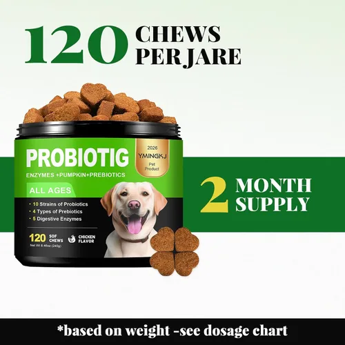 Vista 7 de Probióticos para perros – Probióticos y enzimas para perros – 12 mil millones de UFC 10 cepas, cáscara de psyllium, vinagre de sidra de manzana