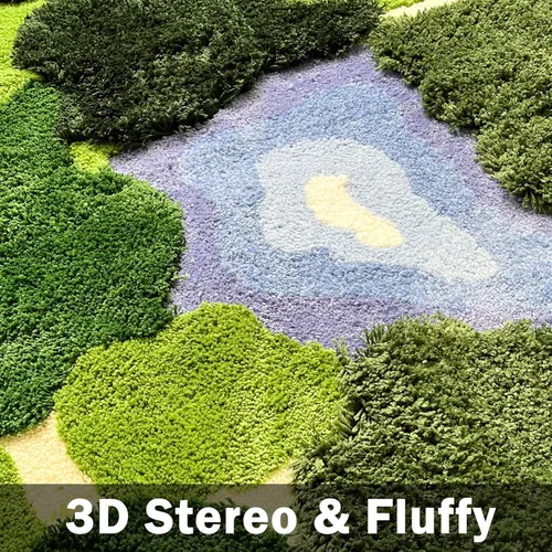 Vista 4 de Alfombra de Musgo 3D de 20x35 Pulgadas, Alfombra Shag de Área de Hojas Alfombras de Baño Antideslizantes Tapete de Baño Alfombra Mechada, Ultra