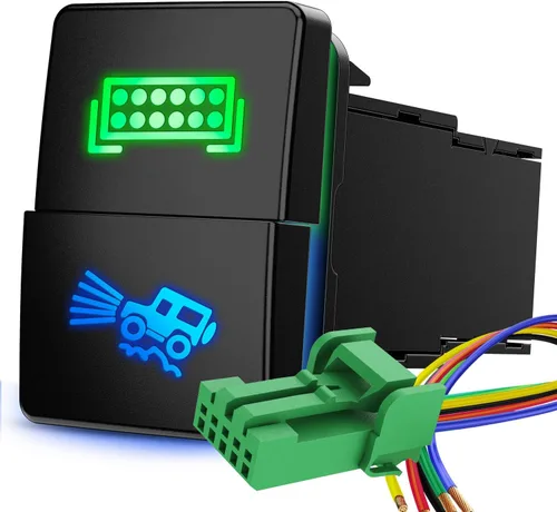 Vista 23 de Nilight Interruptor de botón pulsador para luces AUX 12V ENCENDIDO Apagado con kit de cable conector 1.28" x 0.87" de reemplazo para Toyota Sequoia