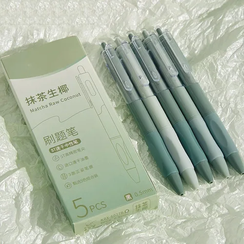 Vista 5 de MOZXIRZ 5 piezas de bolígrafos de tinta de gel, bolígrafos retráctiles, bolígrafos bonitos, punta de 0.5 mm, bolígrafo de tinta negra, bolígrafos