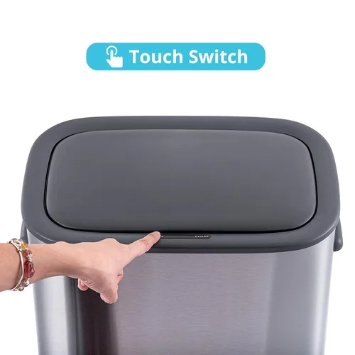 Vista 4 de Bote de basura automático con sensor de movimiento con tapa, cubo de basura sin contacto de 14.5 galones, cubo de basura de 55 litros para cocina