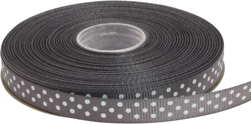 Vista 56 de Cinta de grogrén de lunares de 25 yardas cada rollo 100% poliéster (1 pulgada, beige)