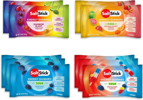 Vista 4 de SaltStick Gomitas energéticas con electrolitos, manzana verde, gomitas de electrolitos fáciles de masticar, masticables energéticos que saben muy