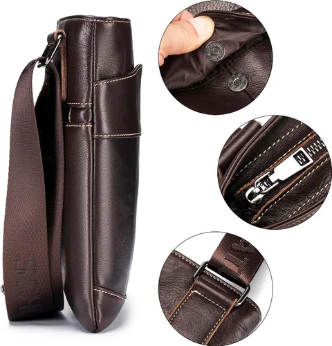 Vista 5 de LUKZIJAES Bolso de mensajero de cuero genuino para hombre, bolso de hombro con solapa, estilo vintage, cocodrilo, en relieve, bolso de negocios