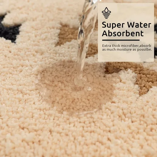Vista 5 de DEXDE Alfombras de Baño Bohemias Marroquíes Alfombra de Baño 20x32 Pulgadas - Tapete de Baño Geométrico Antideslizante, Beige Crema Lavable a