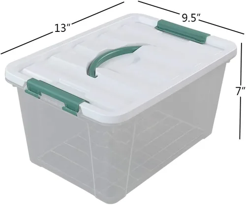 Vista 2 de Gloreen Contenedores de almacenamiento transparentes de 14 cuartos de galón con tapa y asa, contenedores de plástico apilables multiusos