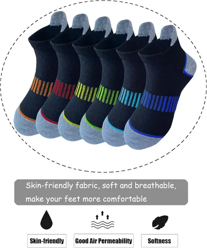 Vista 3 de Jamegio Calcetines para niños 12 pares de calcetines deportivos de tobillo medio cojín de corte bajo para niños pequeños y grandes talla de 3 a 10