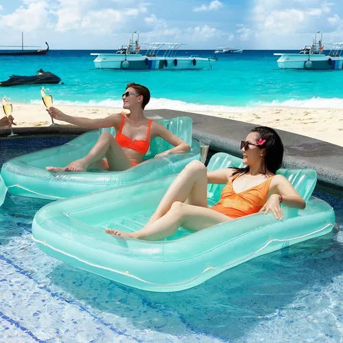Vista 6 de Float Joy Tanning Pool Floats Adult Inflatable Tanning Bed for Backyard Lake Floats Tanning Pool Lounger Sunbathing Pool