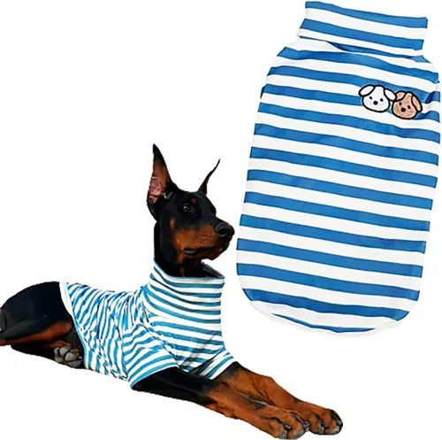 Vista 14 de Suéter de cuello alto para perro, lindo bordado de perrito, sudadera súper suave para perro, camisa para perro, suéter elástico a rayas para Raya