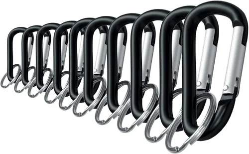 Vista 10 de Lucky Line - Mosquetón pequeño de aluminio de 2-3/8 pulgadas, llavero de eslabones en forma de C, llavero niquelado, peso ligero y duradero