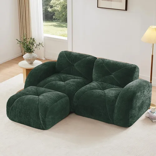 Vista 49 de Sofás modulares modulares de 110.6 pulgadas para sala de estar, sofá moderno de terciopelo sin hueso, no requiere montaje, cómodo sofá sin hueso