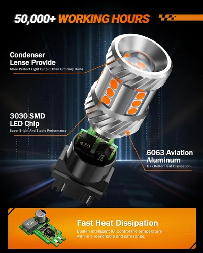 Vista 5 de SEALIGHT Bombilla LED de señal de giro, bombillas LED 3157 ámbar amarillas, 600% más brillantes 3156 3457A 4057 4157 luz LED con resistencia extra