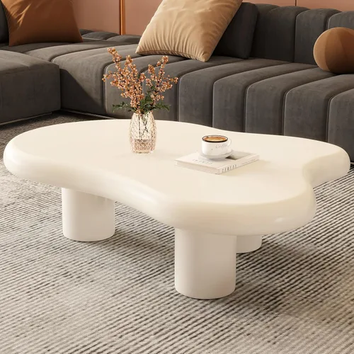 Vista 10 de HOTICKME - Mesa auxiliar Cloud para sala de estar, mesa auxiliar negra de 46.06 pulgadas con 3 patas, mesa auxiliar de estilo simple