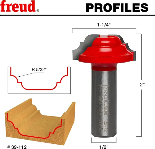 Vista 2 de Freud 39-112: 5/32" Radio Cove & Bead Groove Bit con vástago de 1/2