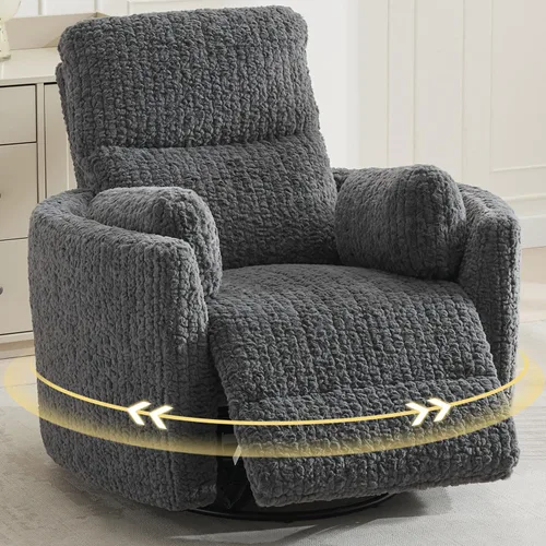 Vista 10 de Mecedora eléctrica giratoria con asiento basculante y reclinable Comfort Stretch para cuarto de bebé con 2 almohadas, silla reclinable eléctrica