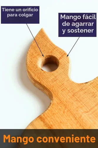 Vista 5 de ECOSALL Tabla de cortar de madera maciza en forma de manzana con asa, idea