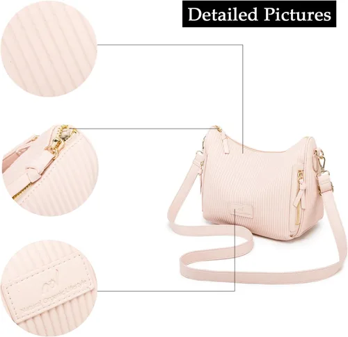 Vista 4 de Bolso de hombro para mujer, de cuero, plisado, informal, a la moda, bolso hobo