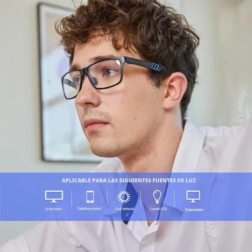 Vista 2 de ANYLUV Gafas de bloqueo de luz azul para hombre, gafas de juegos de computadora, ligeras, de metal Al-Mg, protección ocular antifatiga ocular