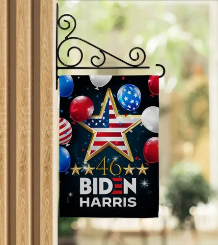 Vista 12 de Biden Harris Flag Juego de 46 banderas de jardín, soporte de pared patriótico, voto, presidente demócrata, republicano, Tea Party, Estados Unidos