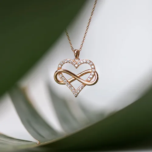 Vista 3 de Sash & Soph Collar de corazón infinito para mujer, collar de corazón de plata de ley 925 para novia, colgante de corazón de amor en cadena de 18