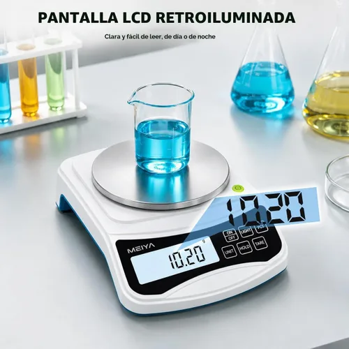 Vista 7 de MEIYA Báscula digital de laboratorio, balanza de 35.27 oz por 0.0004 oz