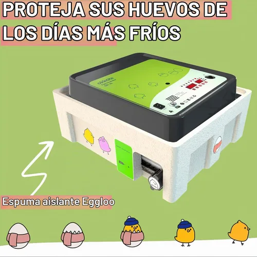 Vista 6 de Incubadora OBI-36 para incubar huevos, 36 huevos, fácil de usar, control estable de temperatura y humedad con aislamiento Eggloo, color verde