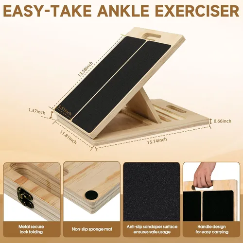 Vista 4 de Tabla inclinada para estiramiento de pantorrillas – Tabla inclinada ajustable de 5 niveles para fascitis plantar y alivio del tendón de Aquiles