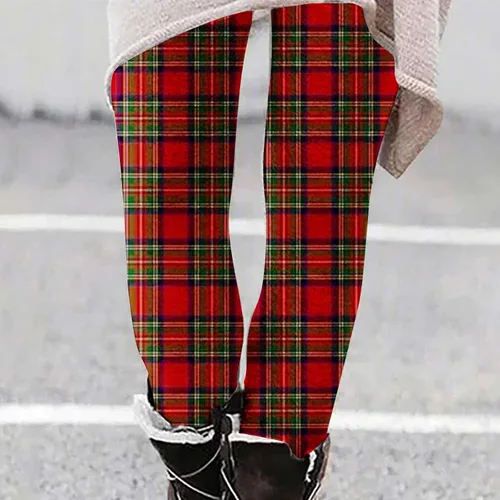 Vista 4 de Leggings gráficos de Navidad para mujer, pantalones de yoga cálidos de invierno, pantalones retro a cuadros, pantalones casuales ajustados