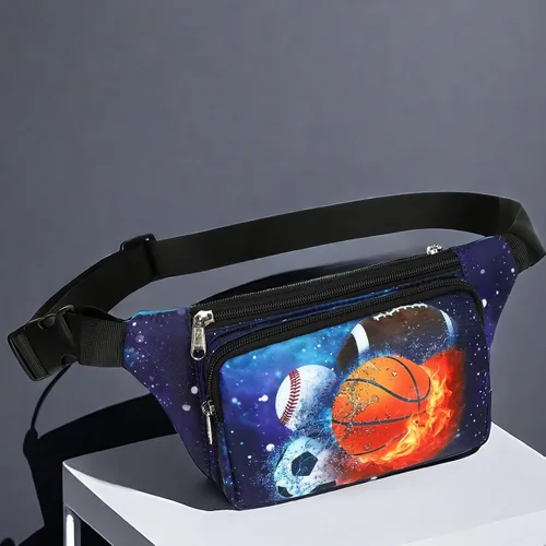 Vista 8 de LEDAOU Riñonera para niños, bolsa cruzada para niños, riñonera, ligera, para el pecho, Baloncesto Rugby Estrellas de fútbol, Talla única