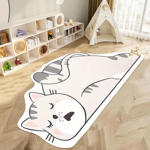 Vista 11 de Alfombra de juego para niños, 5.2 pies, esponjosa, alfombra de área para dormitorio de gatos, lavable para habitación de niños y niñas