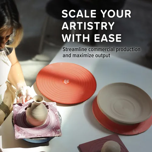 Vista 8 de Pottery Head Bates de cerámica para rueda de cerámica – 1 bate de rueda de cerámica redondo de 12 pulgadas con líneas de guía – Herramientas