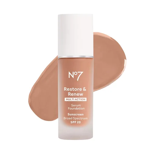 Vista 8 de No7 Restore & Renew Base de Suero de Acción Múltiple - Porcelana - Base Líquida de Maquillaje con Vitamina C, Vitamina E y Colágeno para el Rostro