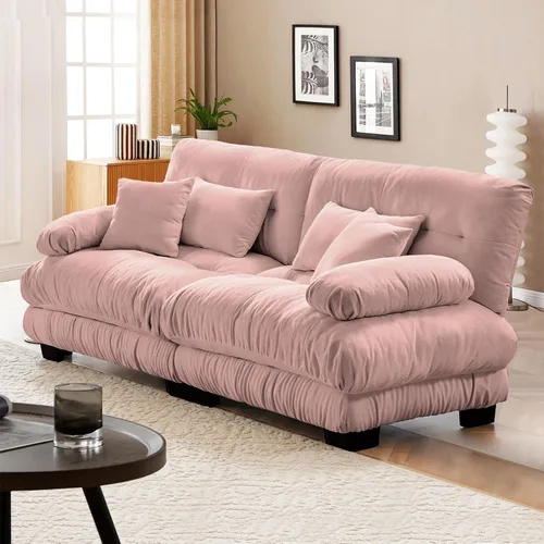 Vista 139 de Sofá Seccional Modular Extragrande de 93.7 pulgadas, Sofá de Dos Plazas Cloud Couch con Almohadas y Cojín Extra Grueso para Sala de Estar, Cine