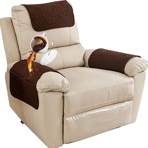 Vista 34 de Funda para Reposabrazos de Sofá, Funda para Reposacabezas de Silla Reclinable, Funda de Sillón con Bolsillos, Protector de Muebles Acolchado Beige