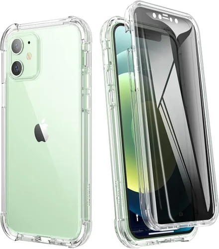 Vista 8 de SURITCH Funda transparente para iPhone 12/iPhone 12 Pro de 6.1 pulgadas, [protector de pantalla integrado] cubierta protectora de cuerpo completo a