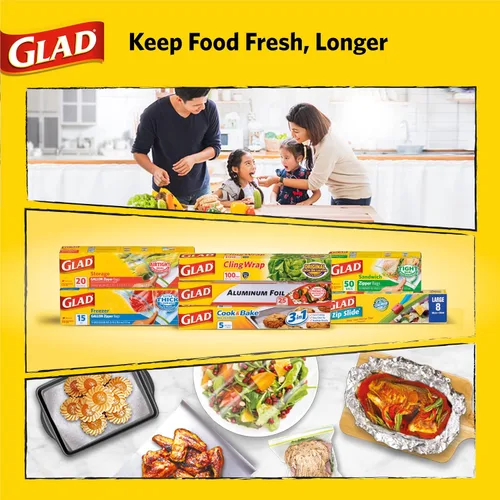 Vista 6 de Glad Bolsas de almacenamiento de alimentos con cremallera para congelador - Galón - 20