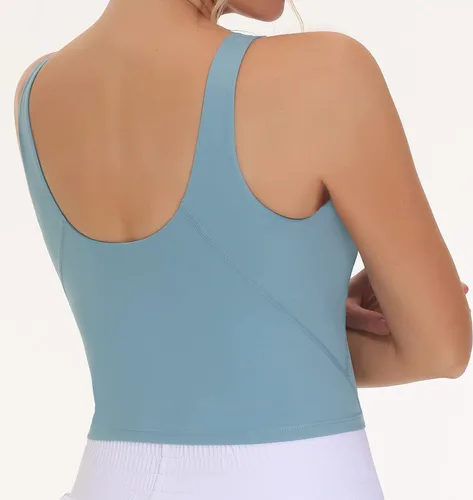 Vista 8 de THE GYM PEOPLE Brasier deportivo sin mangas para mujer, para entrenamiento, correr, yoga, recortado, con relleno extraíble