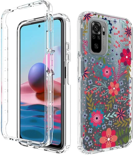 Vista 6 de Funda para Redmi Note 10 (4G)/Note 10S M2101K7BG con protector de pantalla de vidrio templado, suave 360 cuerpo completo a prueba de golpes